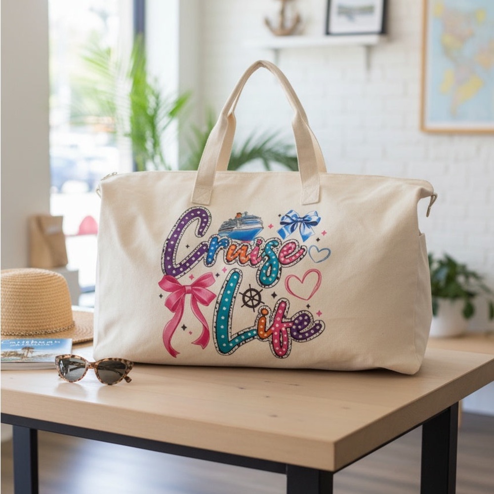 Cruise Life Canvas Travel Bag - Cream